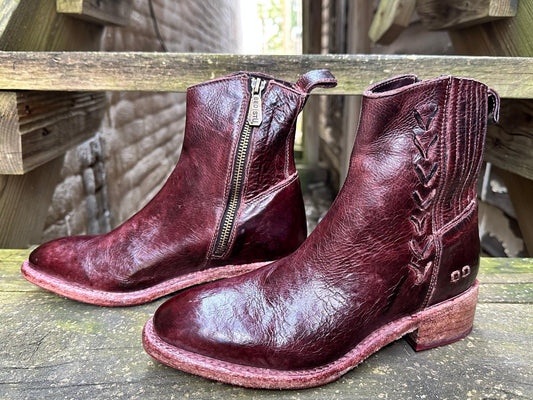 Bed Stu Women's Alina Merlot Red Dip Dye Tremolo Ankle Boots F393108 Bed Stu Women's Alina Merlot Red Dip Dye Tremolo Ankle Boots F393108