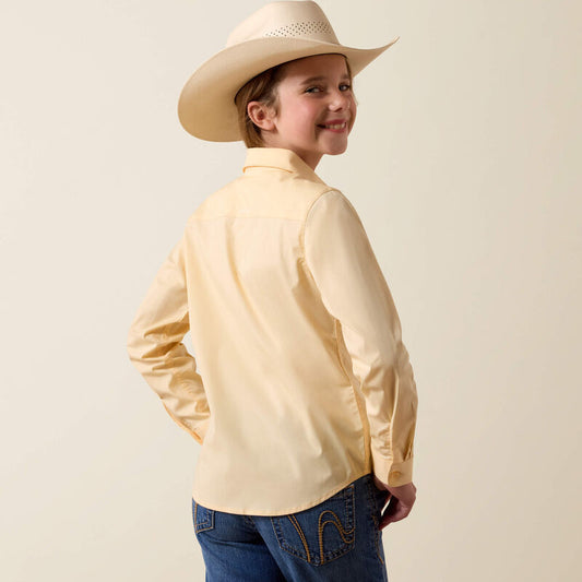 Ariat Girl's Kirby Solid Cornhusk Yellow Button Long Sleeve Western Shirt 10073492 Ariat Girl's Kirby Solid Cornhusk Yellow Button Long Sleeve Western Shirt 10073492