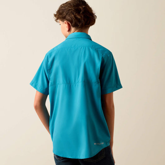 Ariat Boy's VentTEK Outbound Blue Moon Turquoise Classic Fit Button Short Sleeve Shirt 10073499 Ariat Boy's VentTEK Outbound Blue Moon Turquoise Classic Fit Button Short Sleeve Shirt 10073499
