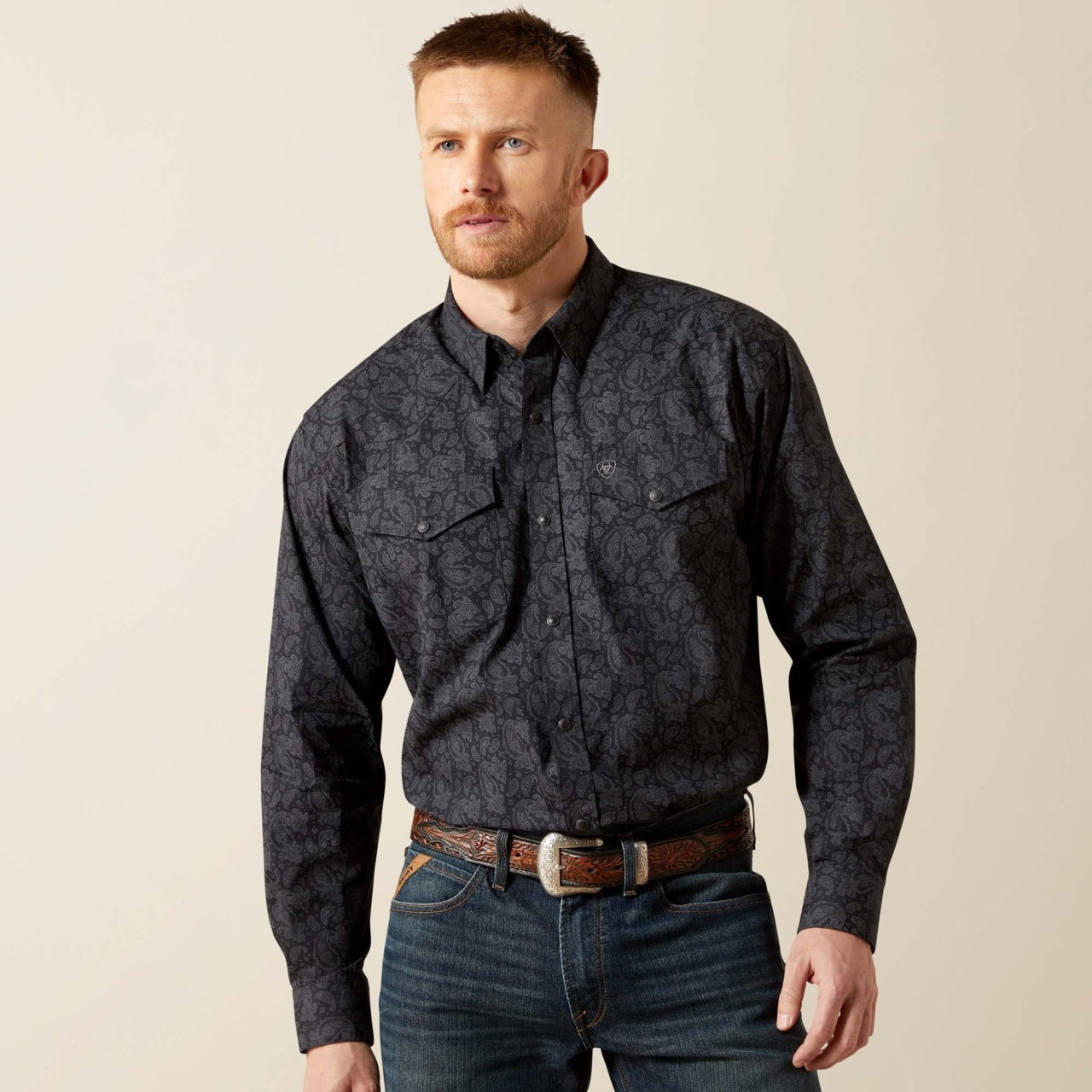 Ariat Men's Finnigan Solid Black Shirt, XXL