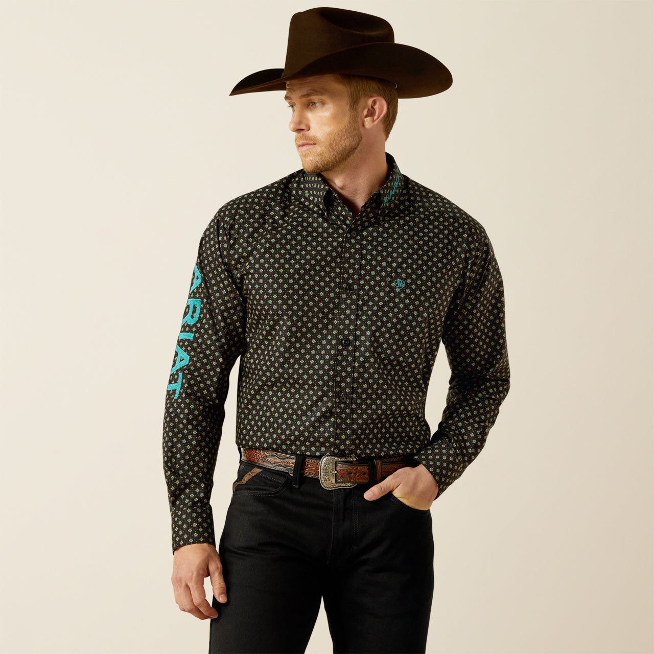 Ariat Men's Team Philbert Black & Teal Classic Fit Shirt 10062253