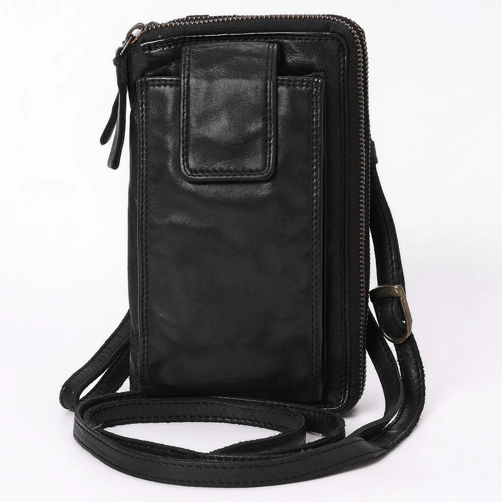 NEW SPAGHETTI WESTERN women\'s genuine leather bag in black Spaghetti W. Swc191Blk Sling Vintage Handmade Drum Dyed  main image 2