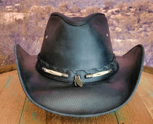 Bullhide Briscoe Black Leather Western Cowboy Hat 4052BL | Painted