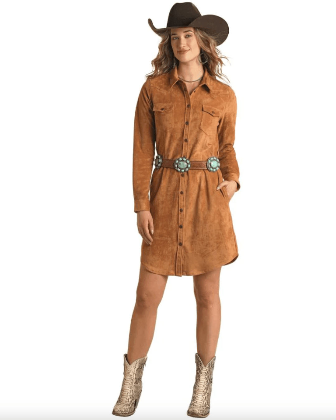 Panhandle Women's Rust Microsuede Self Tie Snap Dress LWD2R02883 XXL Panhandle Women's Rust Microsuede Self Tie Snap Dress LWD2R02883 XXL