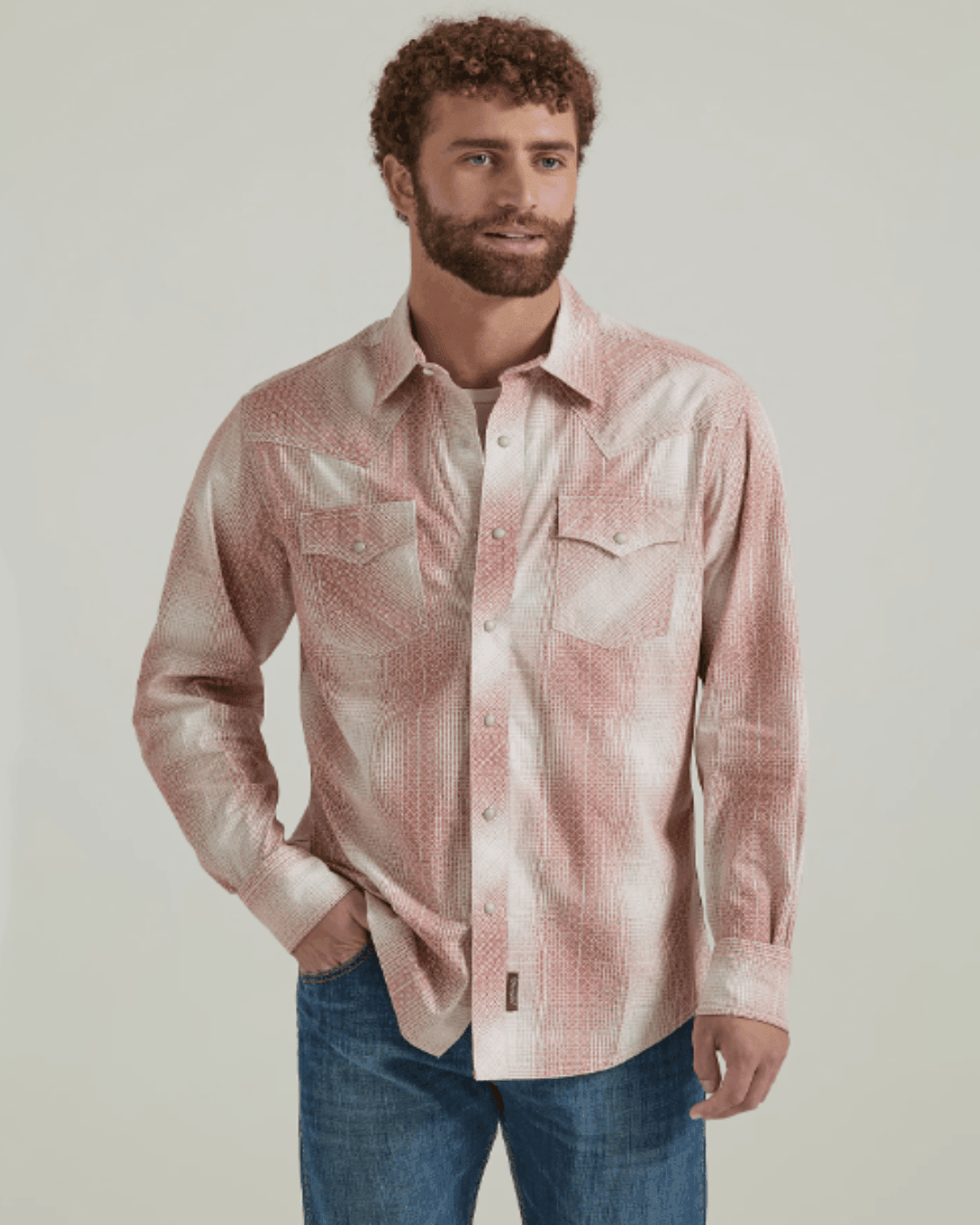 Wrangler Retro Performance Men's Peach Fade Long Sleeve Western