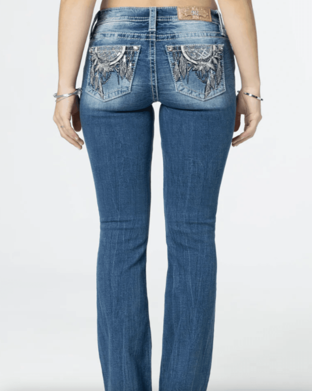 Miss Me Women's Floral Dreamcatcher Embroidered Mid-Rise Bootcut