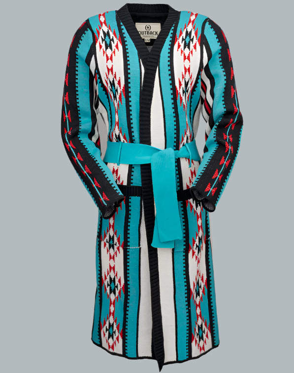 Outback Trading Company Women's Carrie Turquoise Aztec Duster