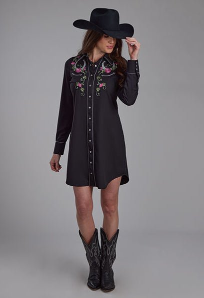 Roper Women's Old West Black Embroidered Dress Roper Women's Old West Black Embroidered Dress