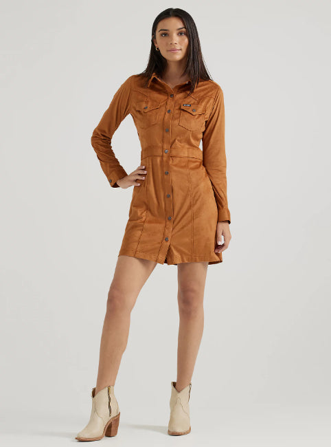 Wrangler Retro Woman's Brown Sueded Western Snap Shirt Dress 112356668 | Painted Cowgirl Western Store Wrangler Retro Woman's Brown Sueded Western Snap Shirt Dress 112356668 | Painted Cowgirl Western Store