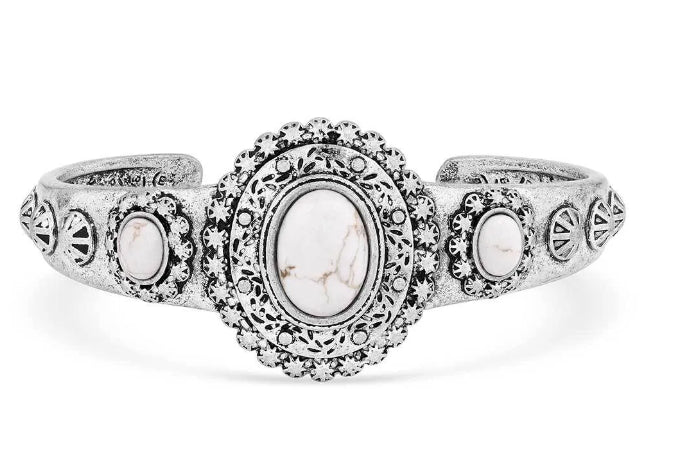 Montana Silversmiths White Buffalo Stone Heaven's Halo Cuff
