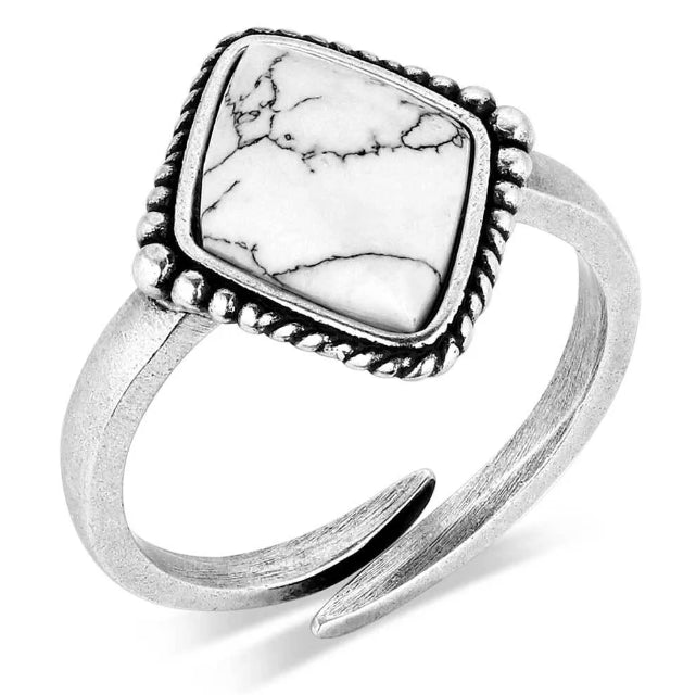 Montana Silversmiths White Buffalo Stone Blank Slate Ring RG5970