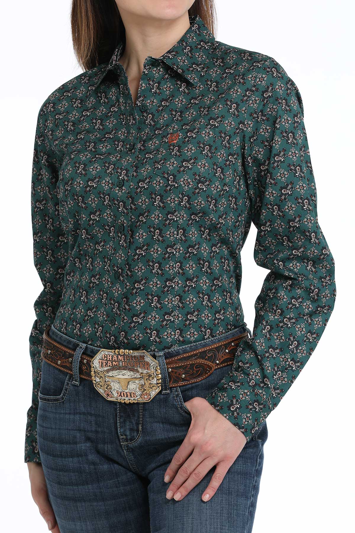 Cinch Women's Paisley Print Long Sleeve Button-Down Western Shirt Cinch Women's Paisley Print Long Sleeve Button-Down Western Shirt