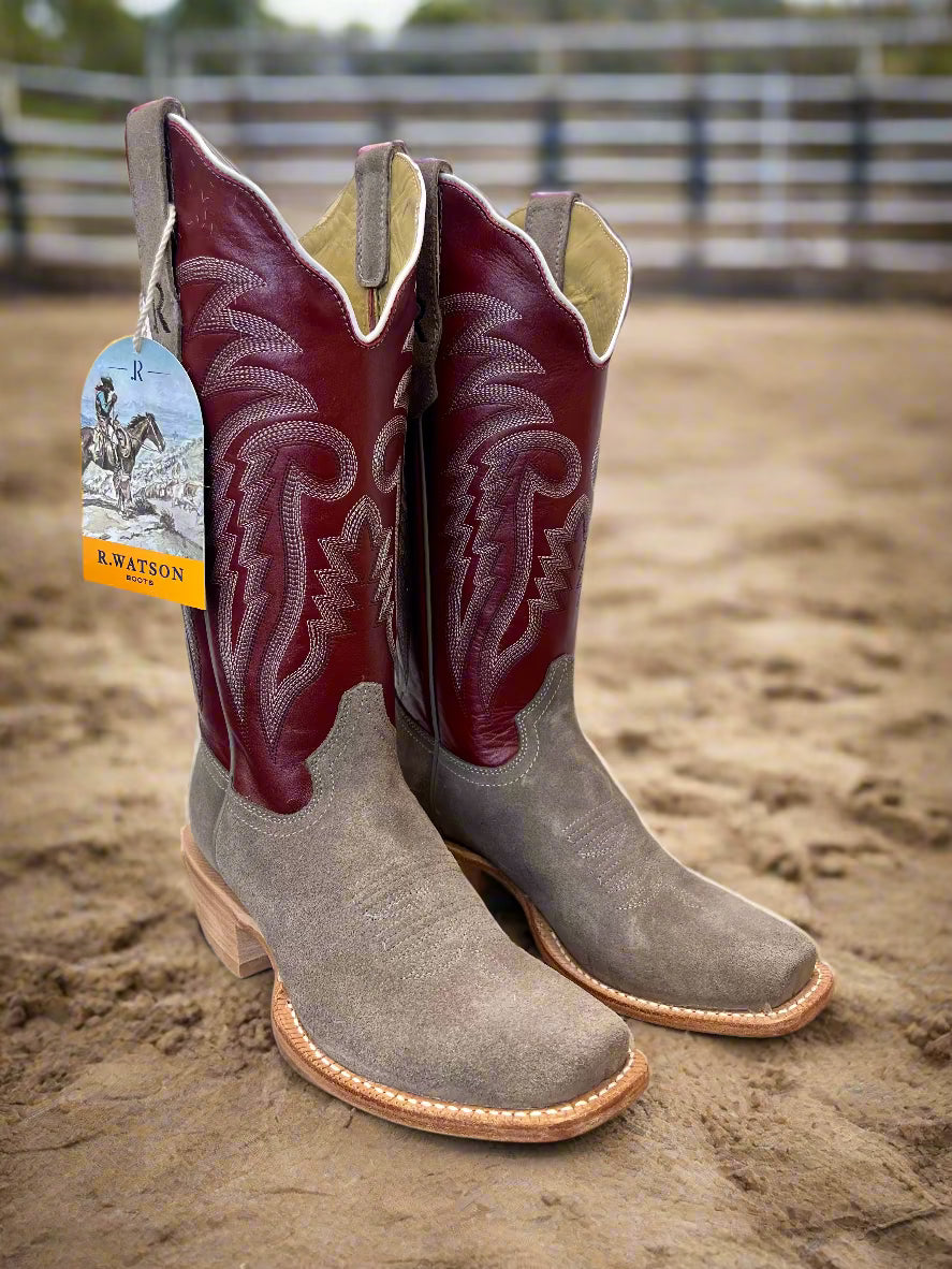 Watson Women's Charcoal Grey Rough Out Red Top Cutter Toe