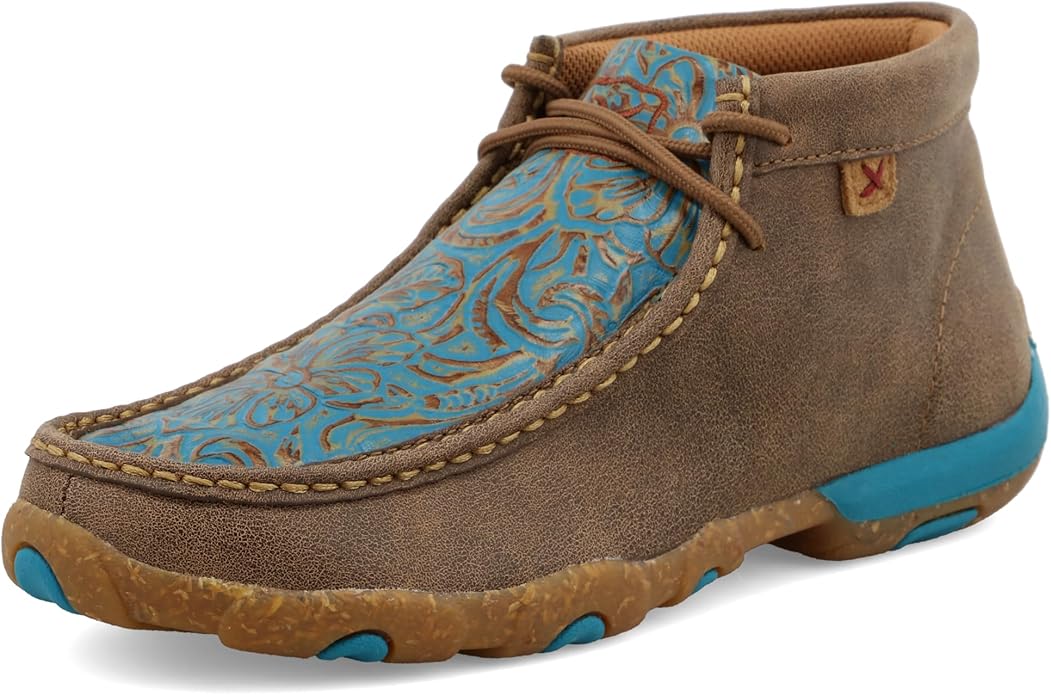 Twisted X Women's Bomber Leather Turquoise Tooled Chukka Driving