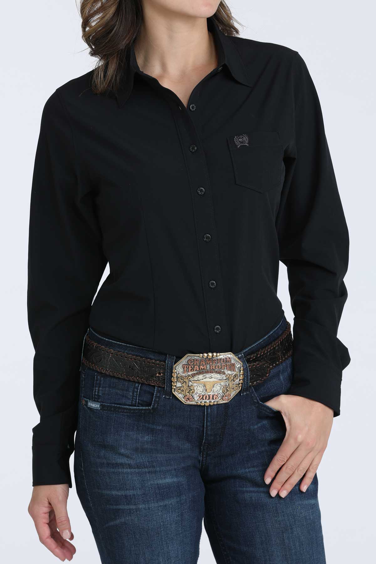 dot dot smile dress Cinch Western Shirt Womens L/S Weave Button Pocket XL Black MSW9164027
