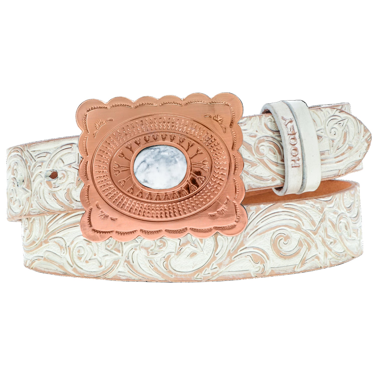 Hooey Stella Ivory & Tan Hand Tooled Filigree Faux White  display picture 3