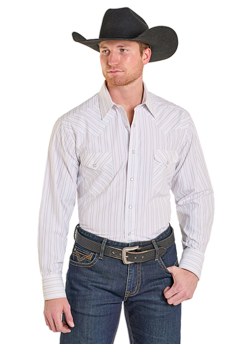 white pearl snap dress shirt Panhandle Slim Men's White Stripe Long Sleeve Pearl Snap Western Shirt SMN2S07619 SXN2S07619 3X