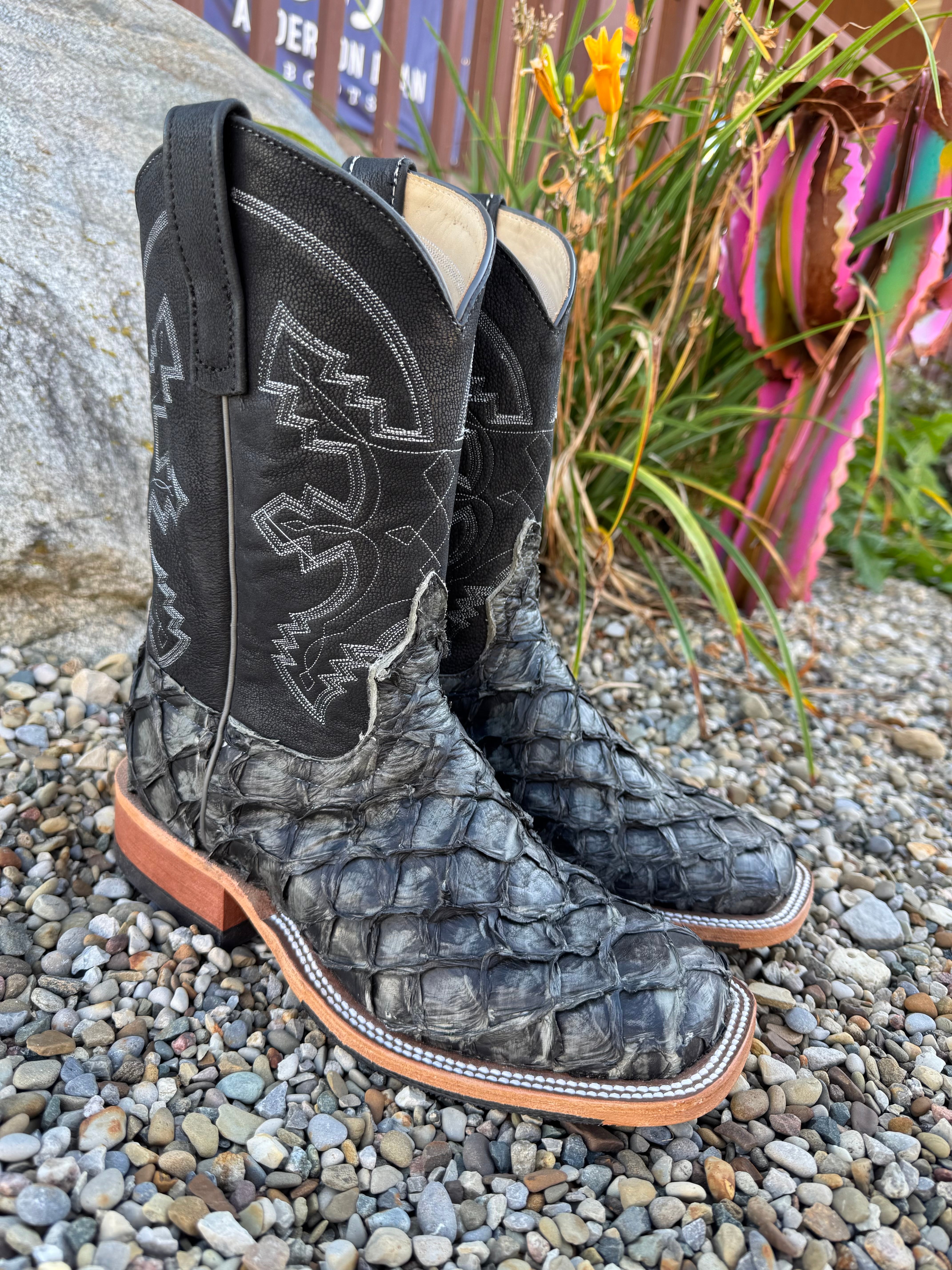 Cowboy Largemouth Bass Boots Anderson Bean Men's Dark Grey Rustic - Main Image