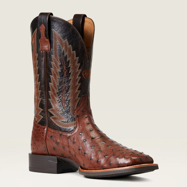 Ariat Men's Quantum Tobacco Ostrich Square Toe Cowboy Boots 10040304