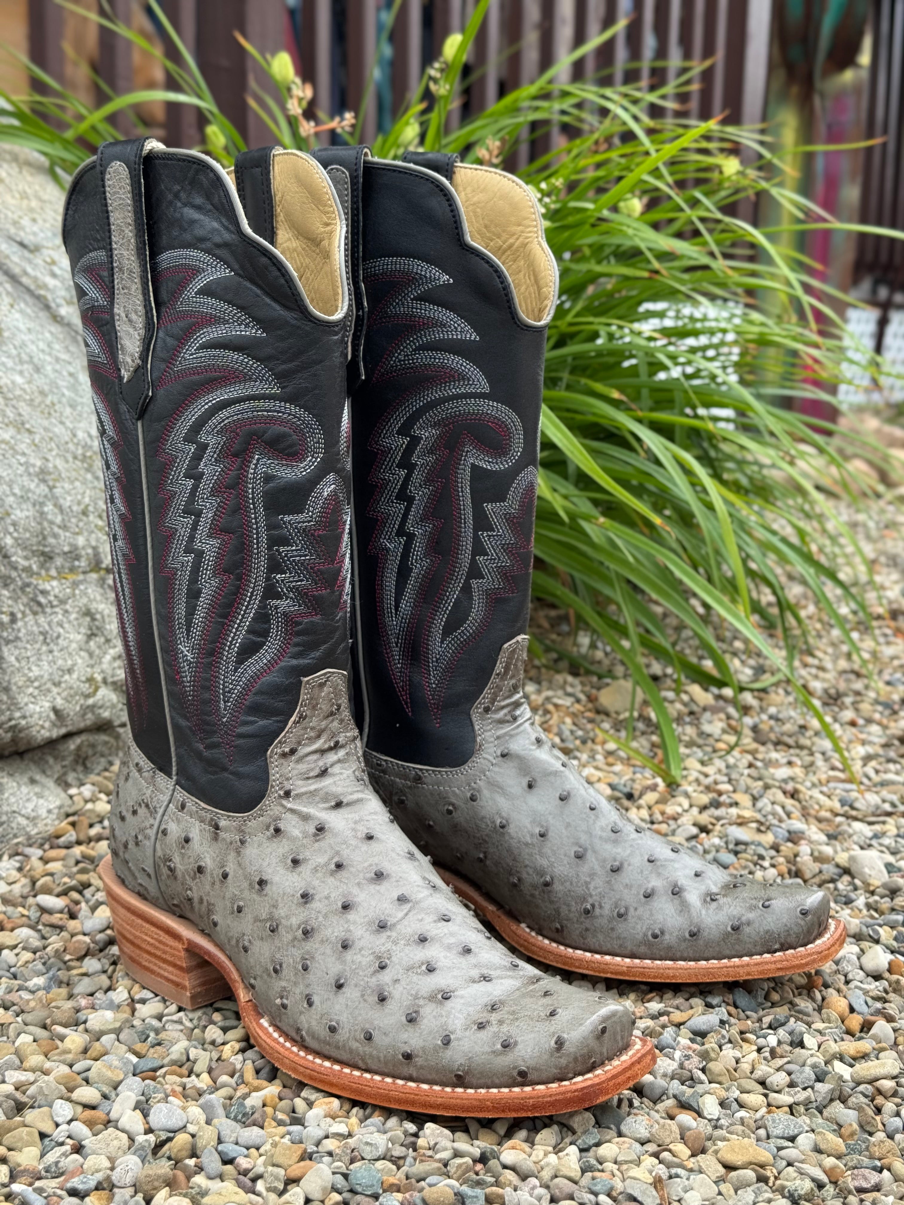 R. Watson Men's Serpentine Bruciato Grey Full Quill Ostrich Cutter