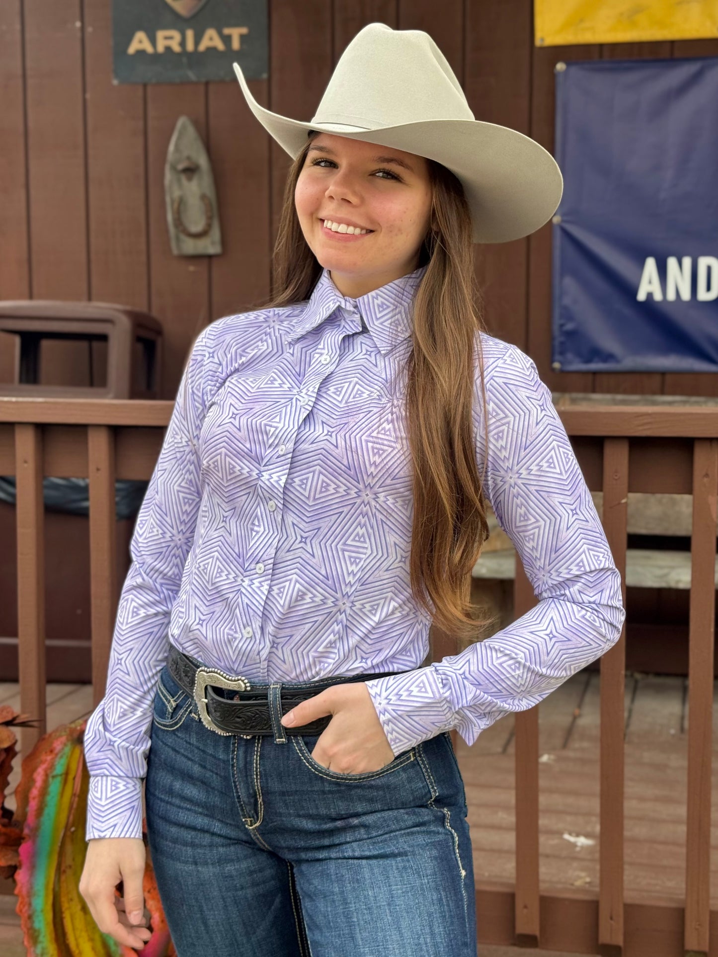 RHC Equestrian Women's Geo Purple Seamless Western Show Shirt 70458 RHC Equestrian Women's Geo Purple Seamless Western Show Shirt 70458