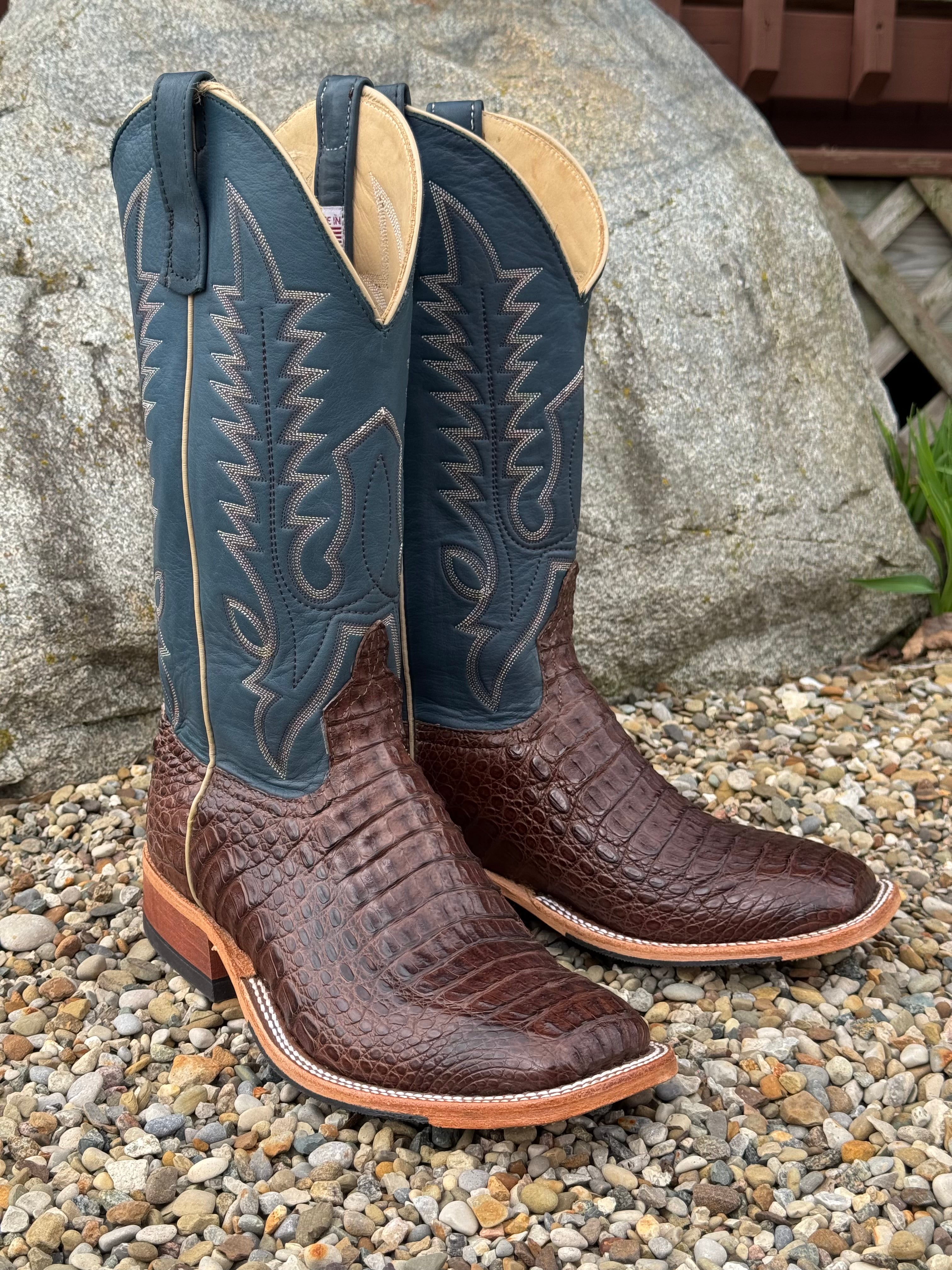 アメリカ製 ANDERSON BEAN ウエスタンブーツ 26cm Anderson Bean Men's Chocolate Lux Caiman & Petrolia Bella Blue