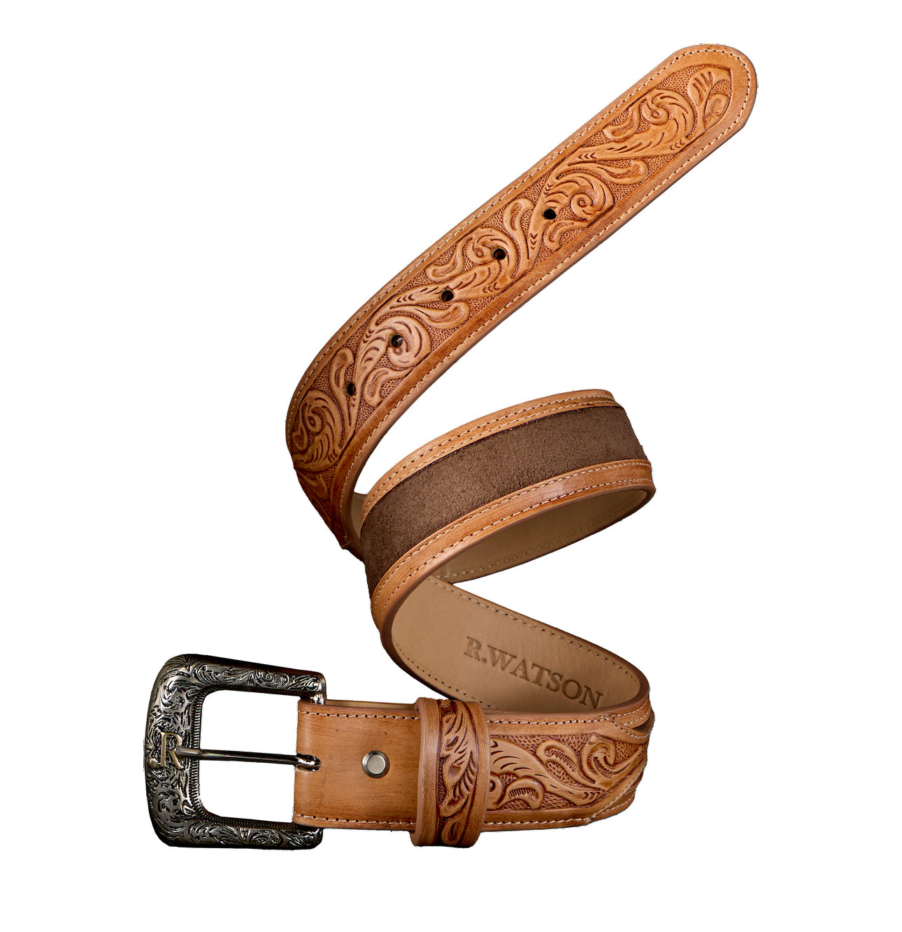 R. Watson Men's Chocolate Suede with Natural Tanned Billets