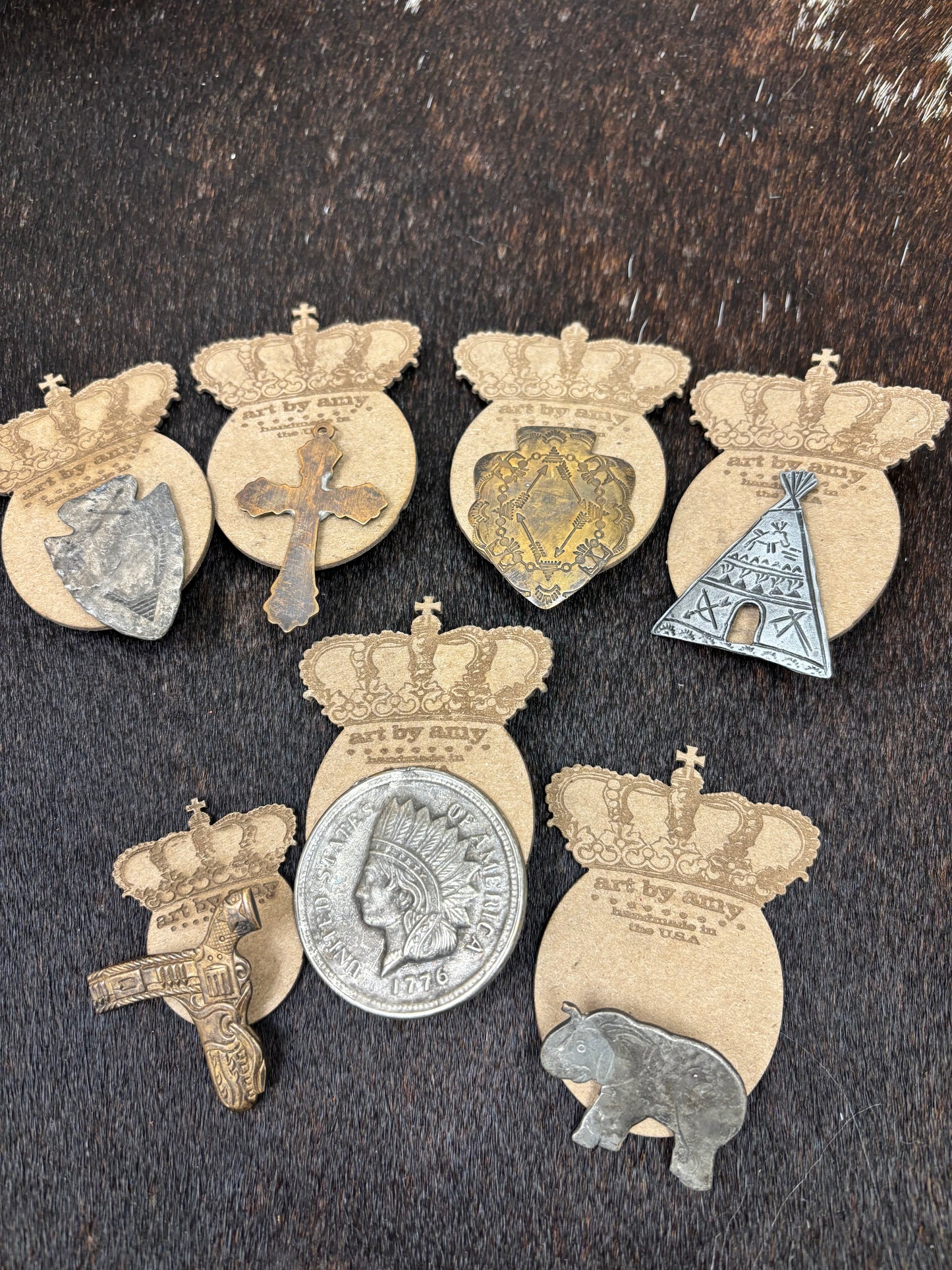 Art By Amy Embossed Metal Western Hat Pins Art By Amy Embossed Metal Western Hat Pins