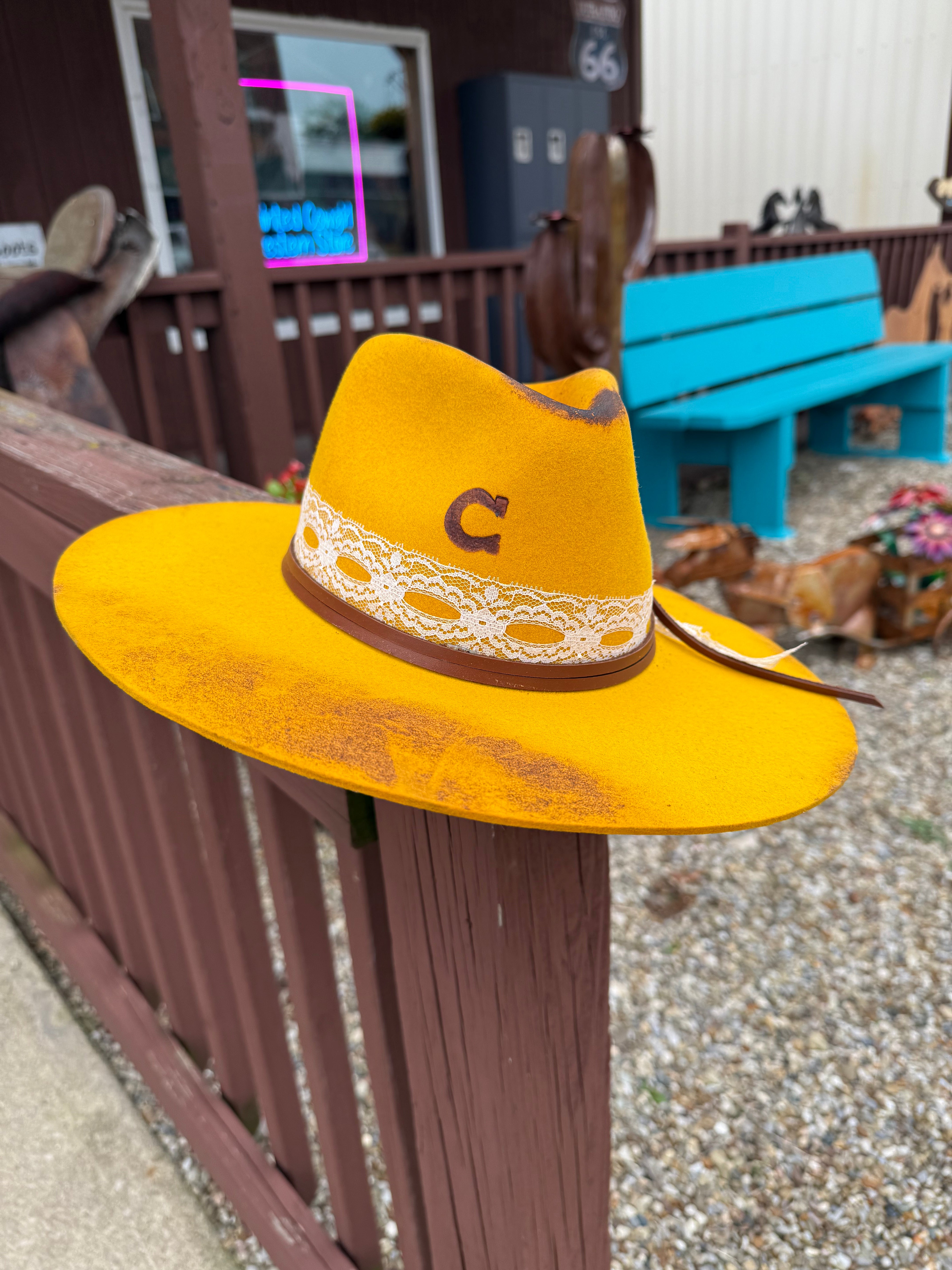 Charlie One Yellow Felt Bling Cowboy Hat Size M Womens Charlie 1 Horse Women main image 3