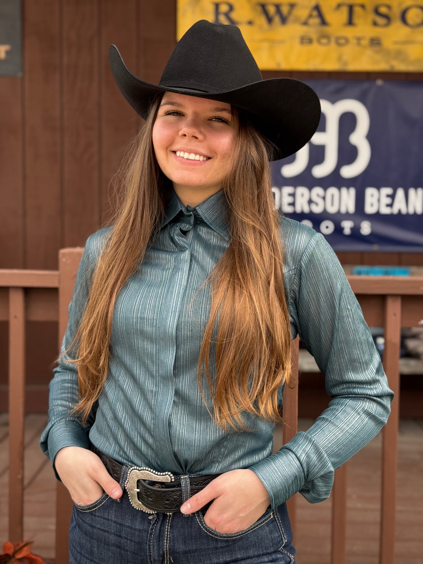 RHC Equestrian Women's Teal Green Sateen Lycra Hidden Zipper Western Show Shirt 68520-T RHC Equestrian Women's Teal Green Sateen Lycra Hidden Zipper Western Show Shirt 68520-T