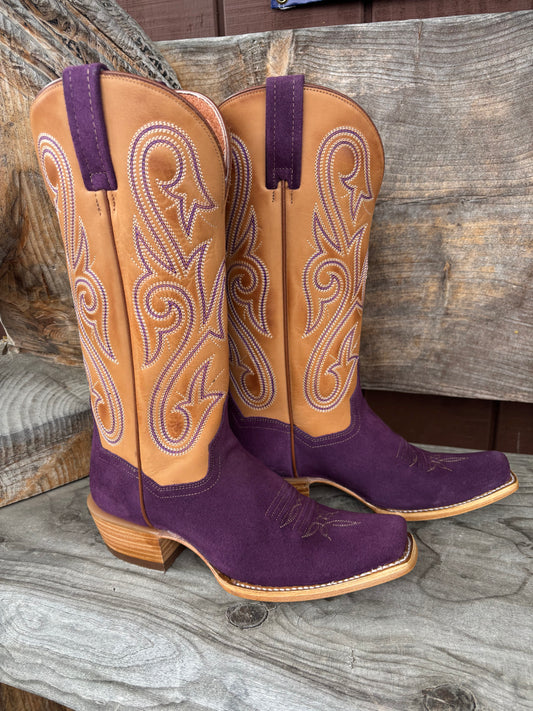 Dan Post Women's Lanessa Purple Roughout & Tan Cutter Toe Western Cowgirl Boots DP5278 Dan Post Women's Lanessa Purple Roughout & Tan Cutter Toe Western Cowgirl Boots DP5278