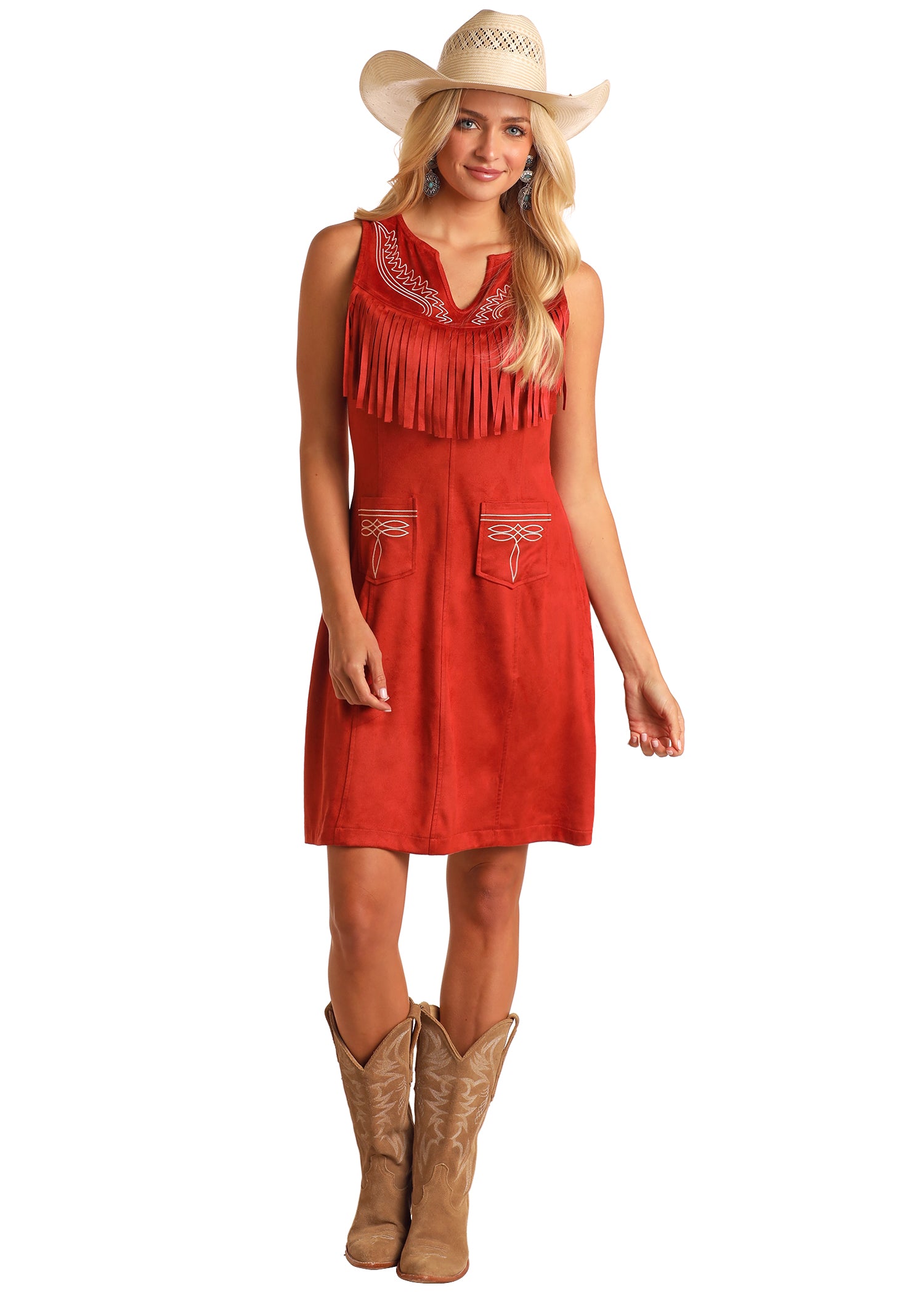 western embroidered dress Roper Women's Red Twill Western Dress main image 1