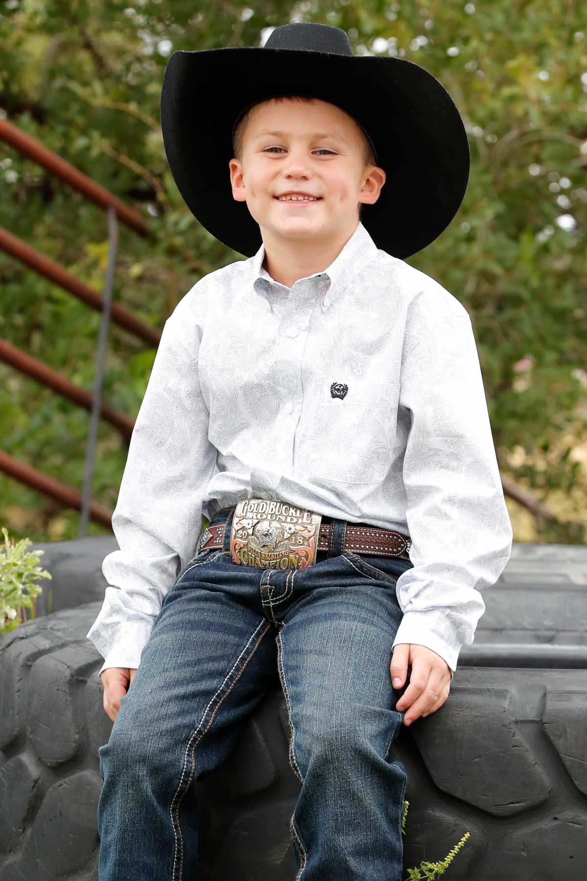 childrens white dress shirts Cinch Infant Boy's White Button Long Sleeve Shirt