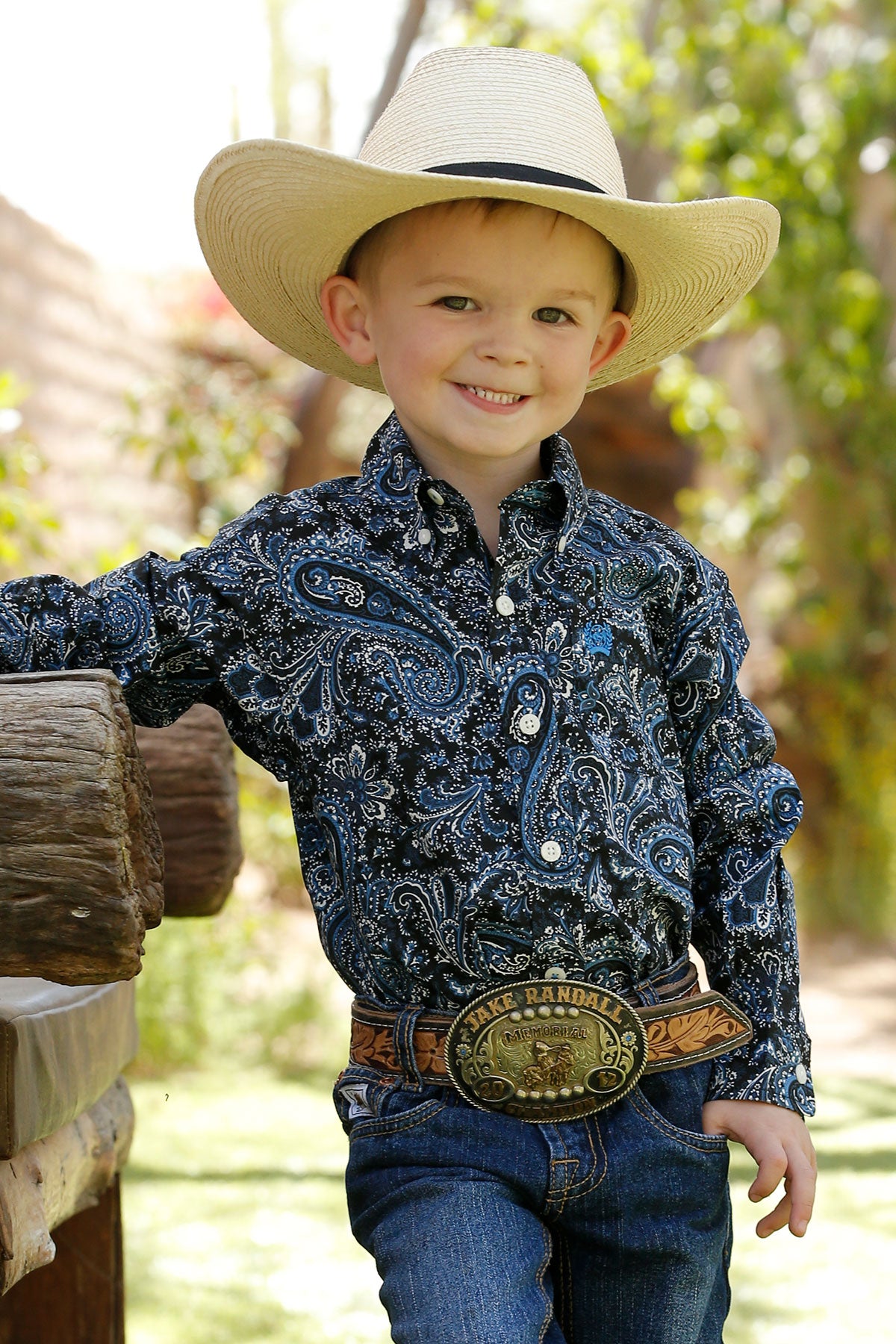 Cinch Boy's Infant/Toddler Blue Paisley Button Long Sleeve Western