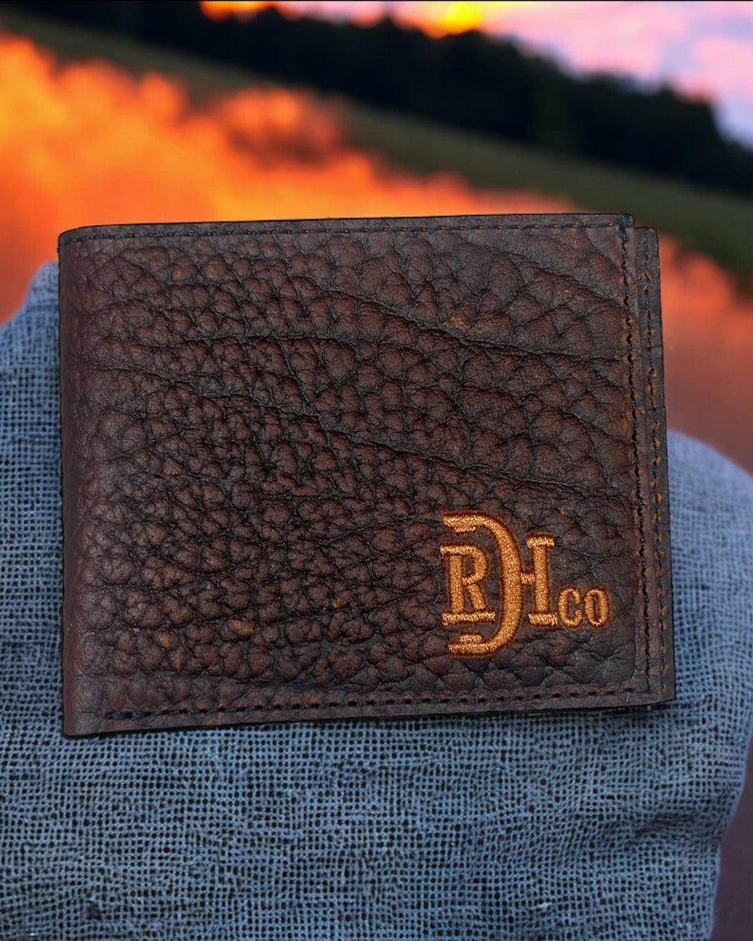 Red Dirt Hat Co. Brown Bison Grain Leather Bi-Fold Wallet