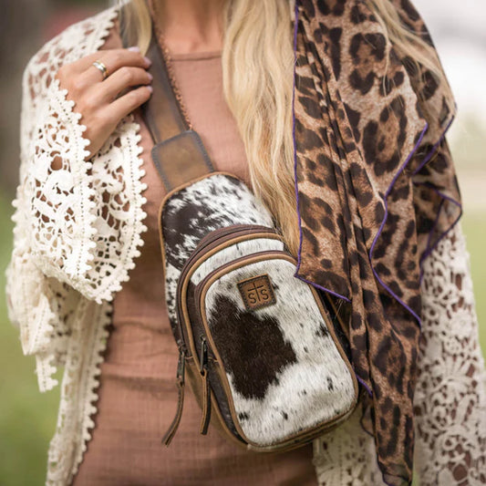 STS Ranchwear Sojourner Hair-On Cowhide & Genuine Leather Crossbody Sling Bag STS34252 STS Ranchwear Sojourner Hair-On Cowhide & Genuine Leather Crossbody Sling Bag STS34252