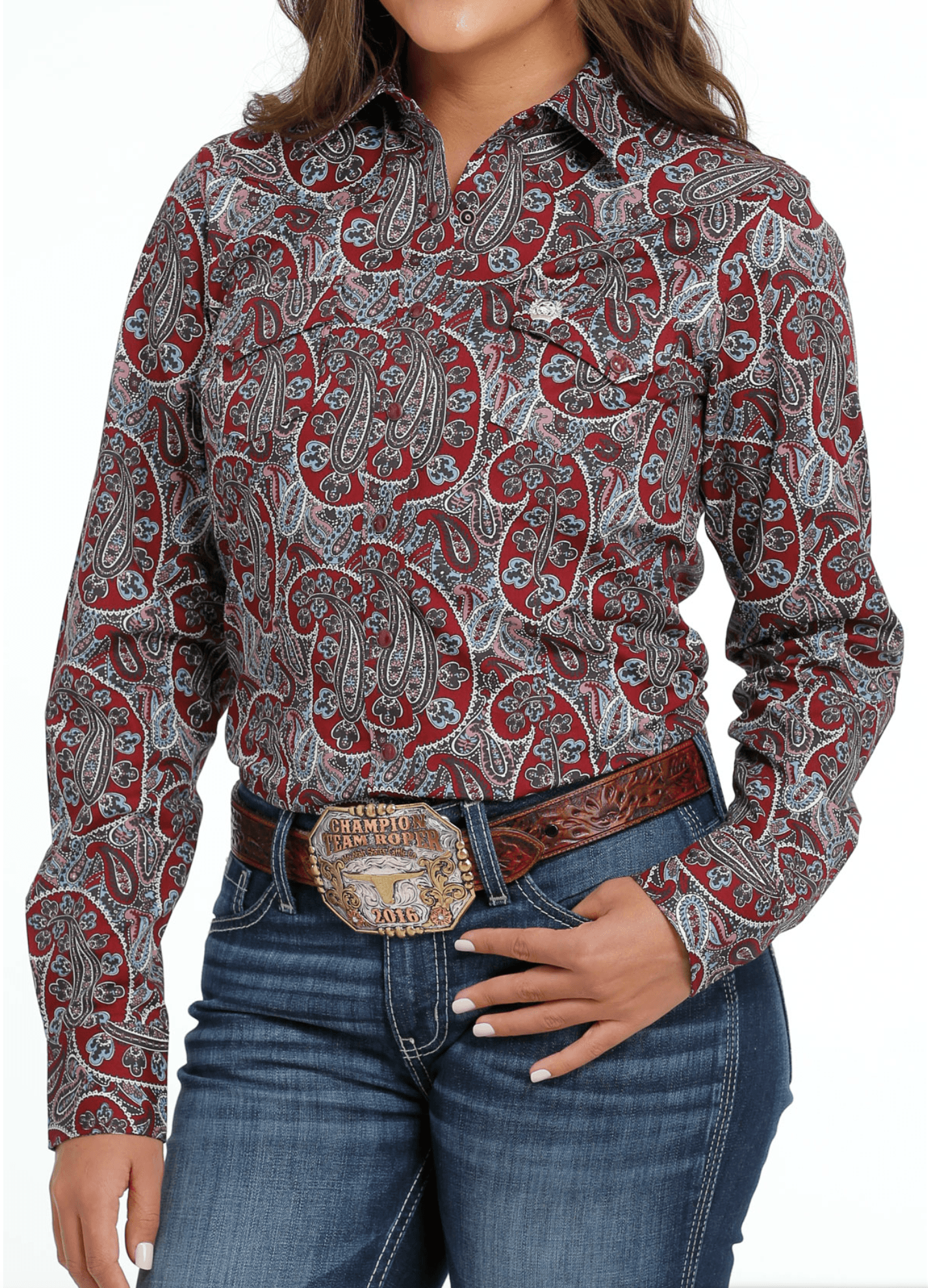 Cinch Women\'s Burgundy Paisley Button Long Sleeve Western Shirt MSW920 |  Painted Cowgirl Western Store