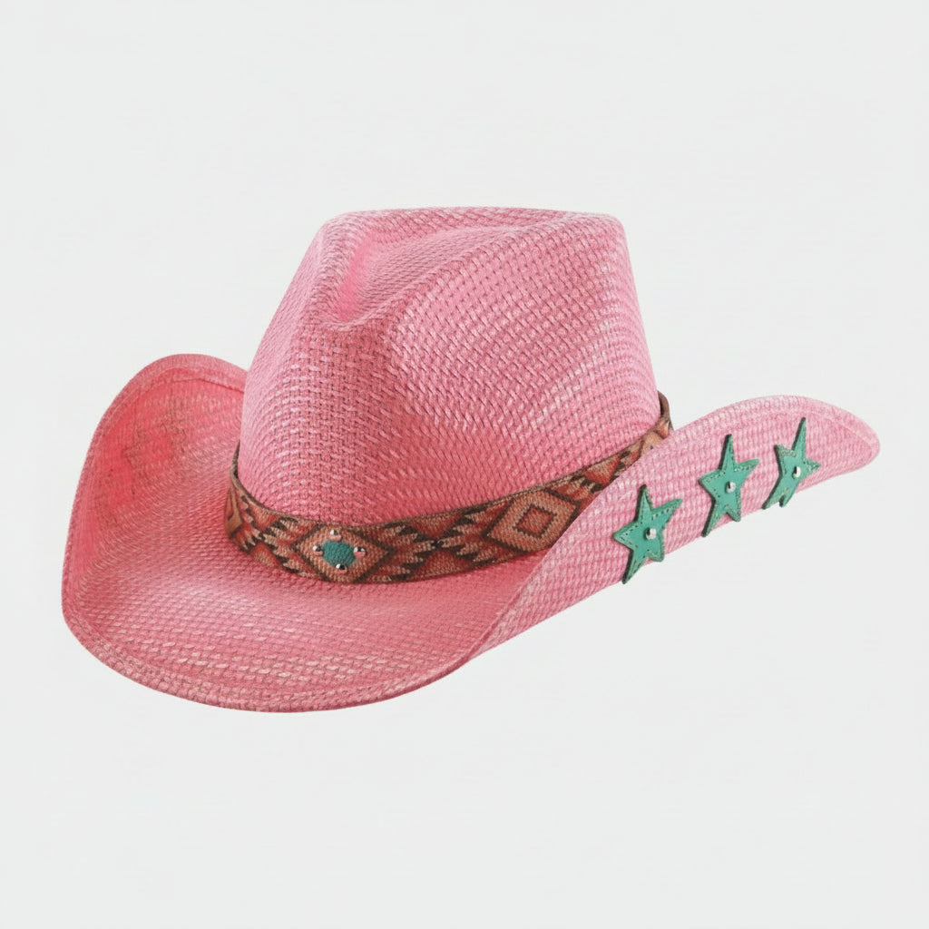 Lucky Horze Youth Pink Piece of Love Toyo Straw Western Cowgirl Hat 8005-T Lucky Horze Youth Pink Piece of Love Toyo Straw Western Cowgirl Hat 8005-T
