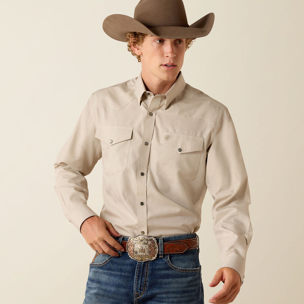Ariat Men's Brindle Tan Pinpoint Oxford Wrinkle Free Slim Fit Pearl Snap Long Sleeve Western Shirt 10071105 | Painted Cowgirl Western Store Ariat Men's Brindle Tan Pinpoint Oxford Wrinkle Free Slim Fit Pearl Snap Long Sleeve Western Shirt 10071105 | Painted Cowgirl Western Store