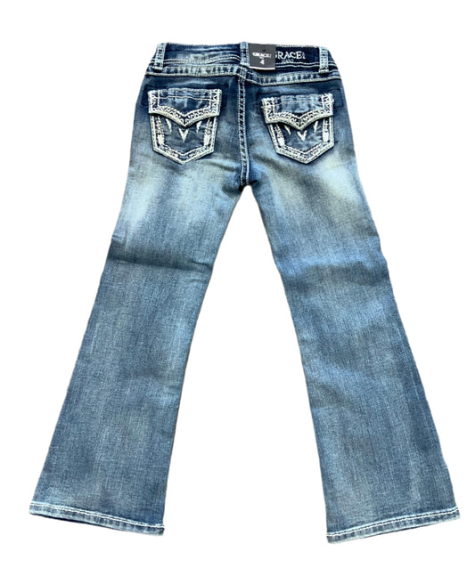 Grace In LA Girl's Embroidered Bootcut Jeans TB-S437 GB-S437 Grace In LA Girl's Embroidered Bootcut Jeans TB-S437 GB-S437