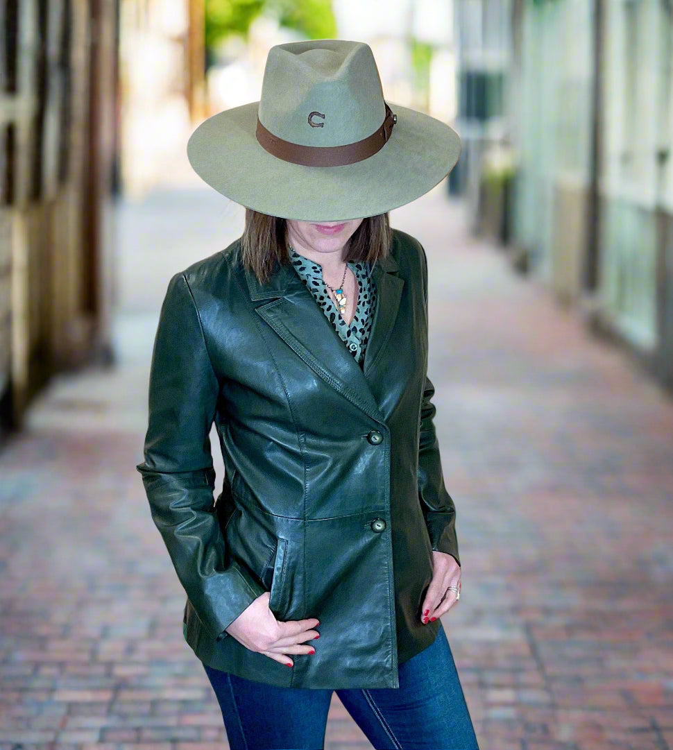 Scully Women's Tailored Hunter Green Lamb Leather Blazer Jacket L646 44 Scully Women's Tailored Hunter Green Lamb Leather Blazer Jacket L646 44