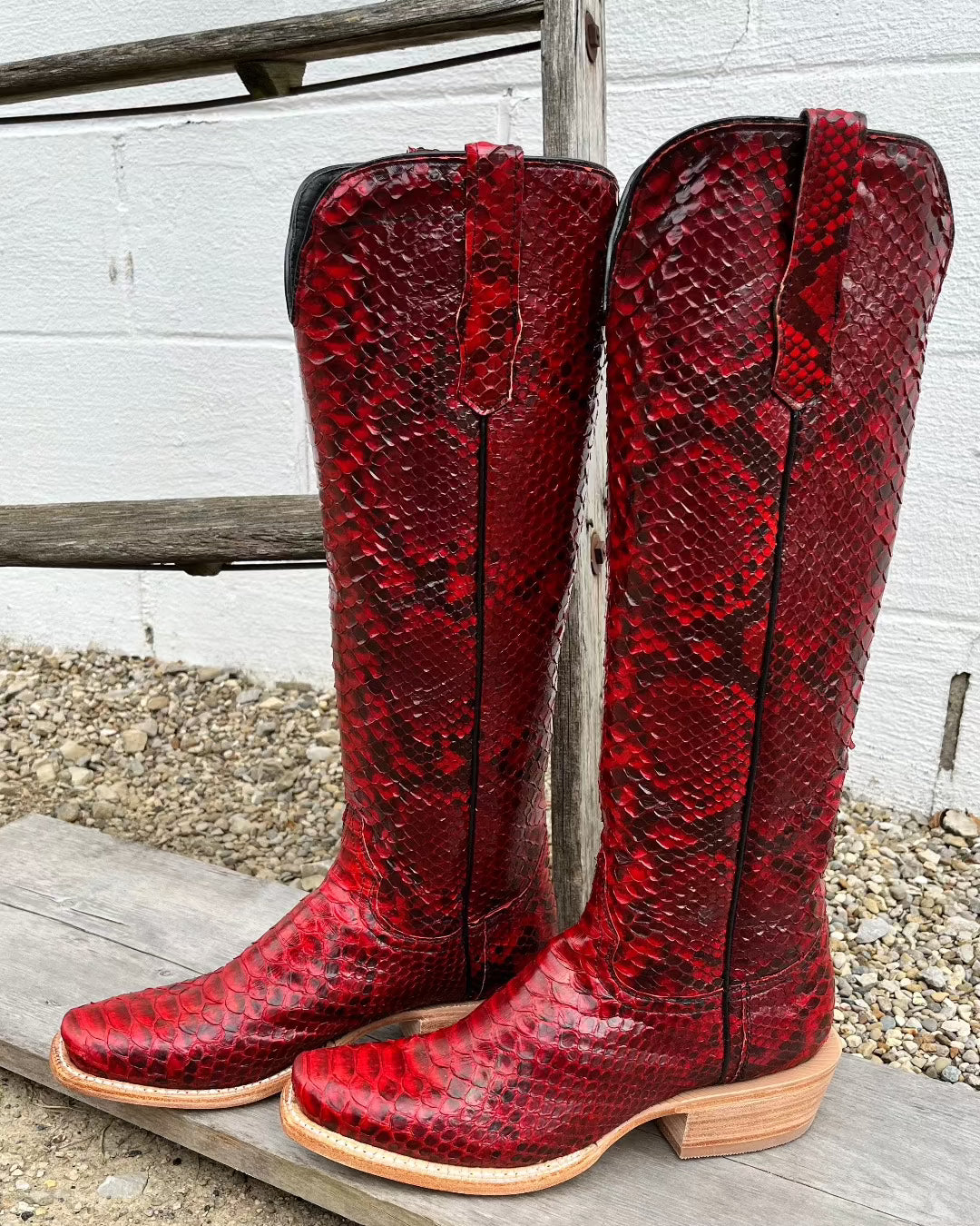 R. Red and Black 17" Python Western Cowgirl Boots RWL7213 – Painted Cowgirl Western Store