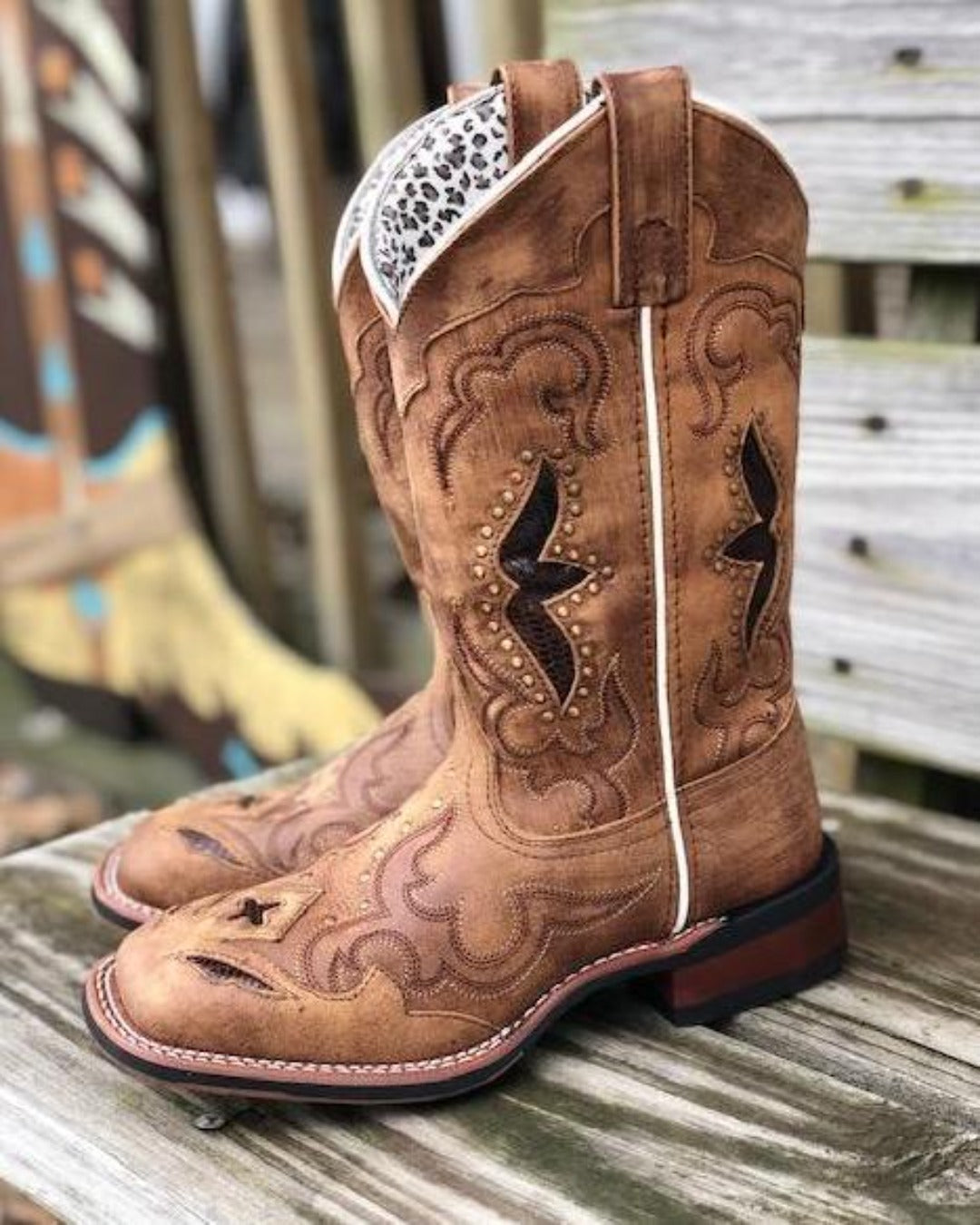 Laredo Women's Tan Spellbound Square Toe Cowgirl Boots 5661