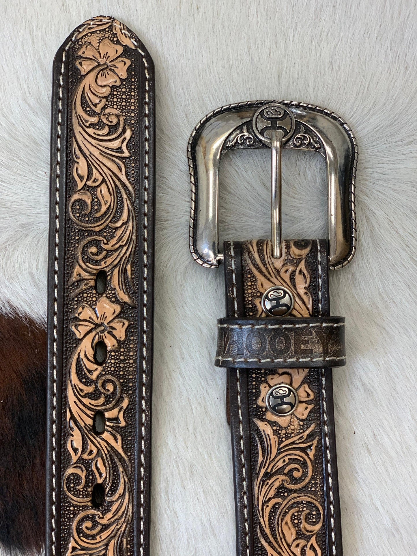 Hooey 'Midnight' Brown Filigree Embossed Leather Belt HMBLT007 Hooey 'Midnight' Brown Filigree Embossed Leather Belt HMBLT007