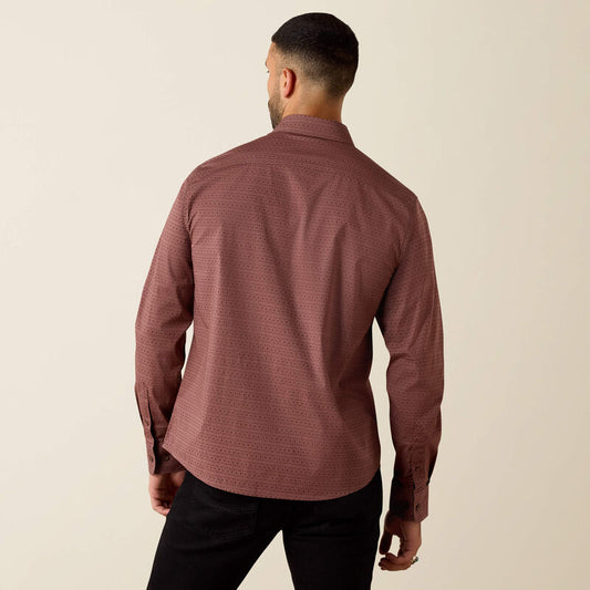 Ariat Men's Magnus Rose Taupe Geo Stripe Modern Fit Button Long Sleeve Western Shirt 10072730