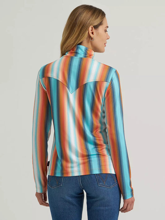 Wrangler Retro Women's Skye Performance Blue Serape Print 1/4 Snap Long Sleeve Pullover 112375250