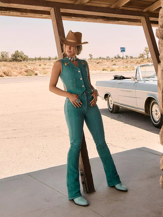 Wrangler X Women's Lainey Wilson Turquoise High-Rise Boot Hugger Jeans 112375605