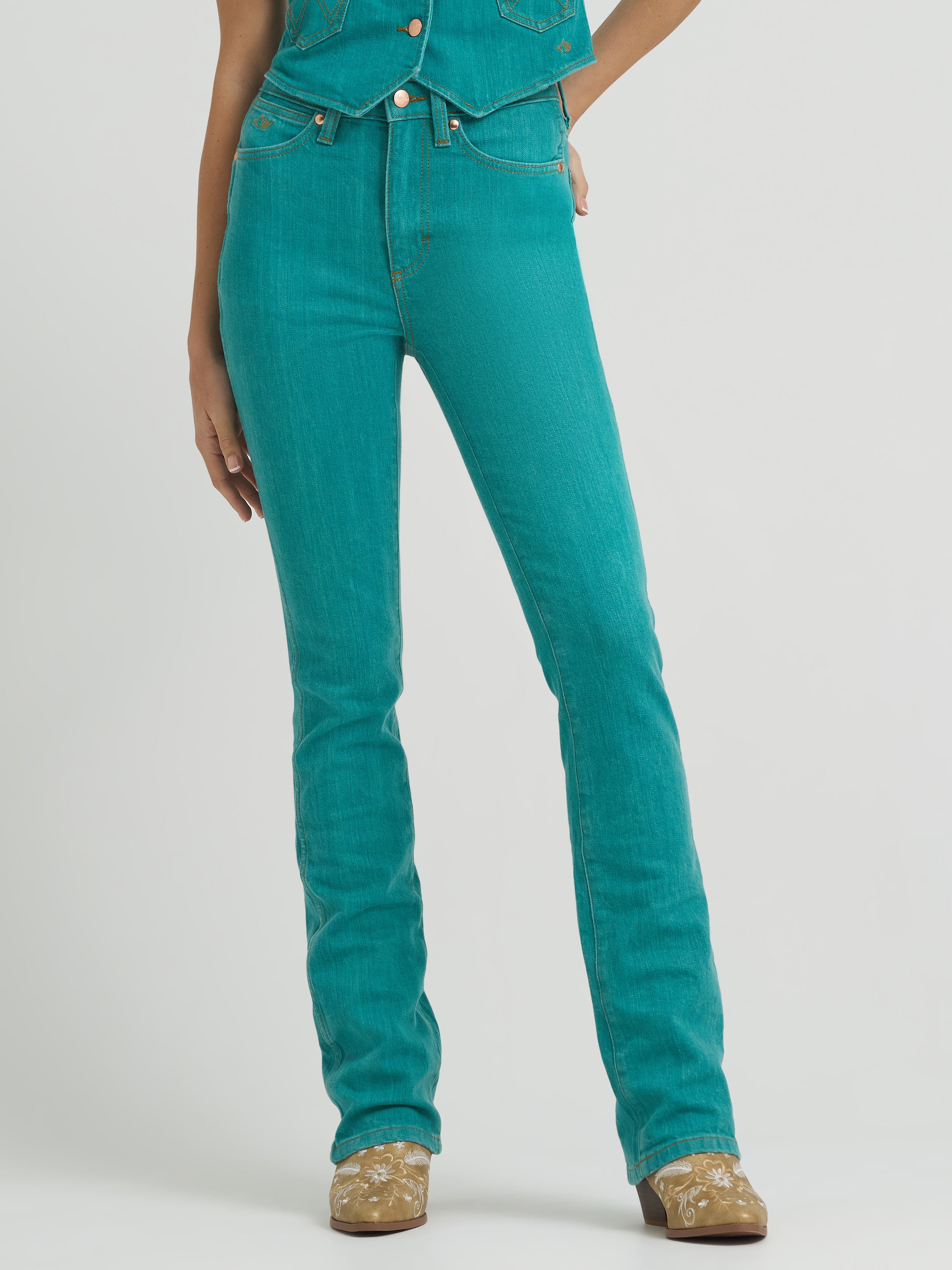 Wrangler X Women's Lainey Wilson Turquoise High-Rise Boot Hugger