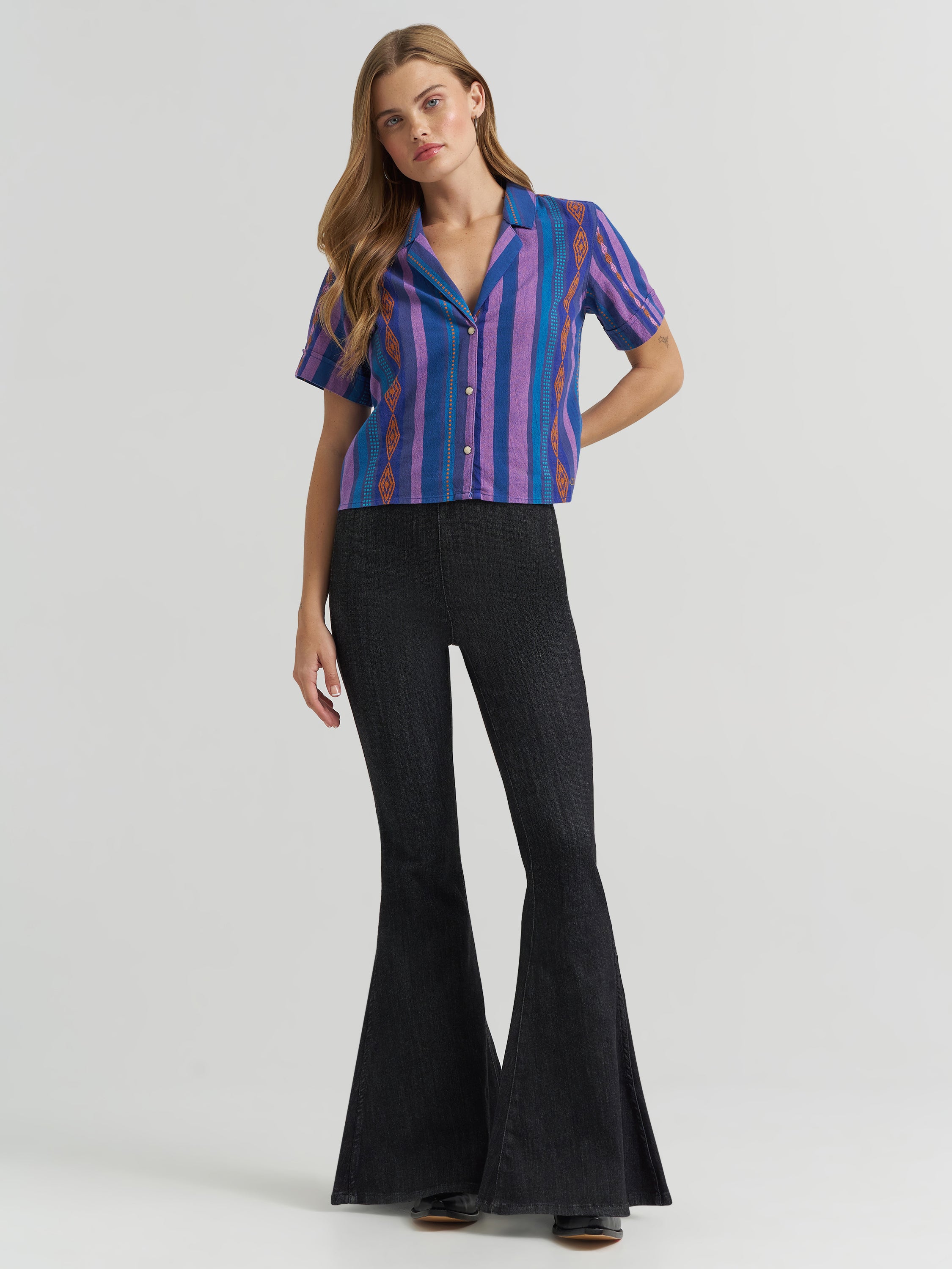 Wrangler X Lainey Wilson Women's Blue & Lavender Western Stripe