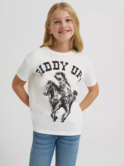 Wrangler X Girl's Lainey Wilson White 'Giddy Up' Graphic Short Sleeve Tee 112380500